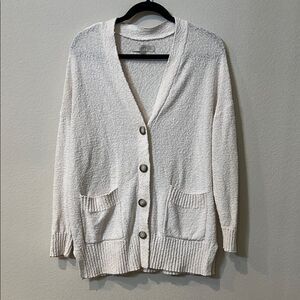 Cozy White Button-Up Cardigan Sweater
